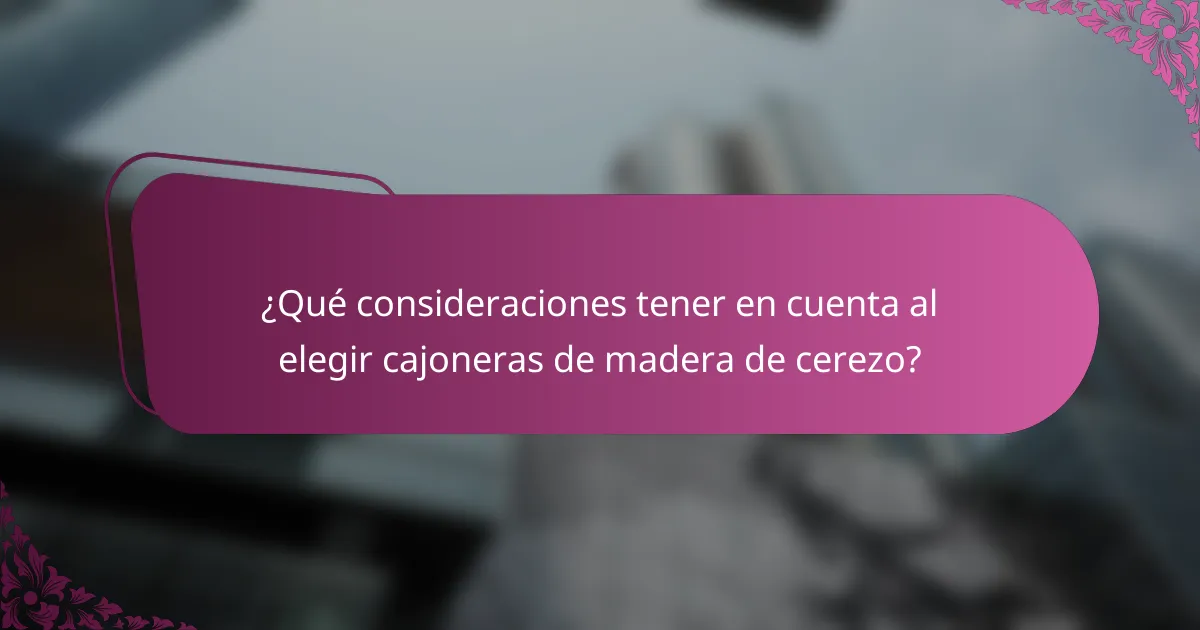 ¿Qué consideraciones tener en cuenta al elegir cajoneras de madera de cerezo?